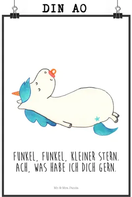 Produktbild von Mr. & Mrs. Panda Bild Einhorn Schnuller DIN A0 - Weiß - Geschenk, Geburtstag, Geburt, Wandbild, Unicorn, Mama, drucke, kunstdruck poster, Deko, Baby, wanddeko