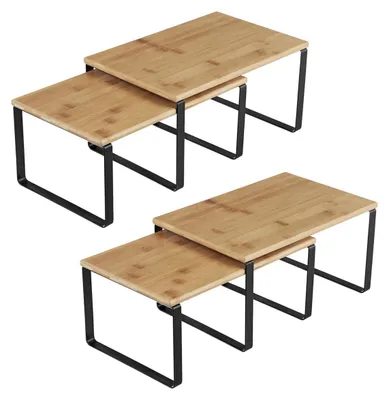 Zdjęcie produktu dla 4-elementowe, układalne organizatory kuchenne – półki magazynowe – 19,5 x 29,7 x 15,5 cm