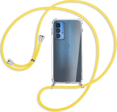 Produktbild von Handykette Backcover-Schutzhülle mit Band (Metall silberfarben) für Motorola Edge 20 Pro - gelb