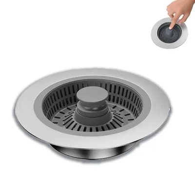 Produktbild von Küchenabflussstopfen, universelles Abflusssieb für Küchenabflüsse, Wasserhahnstopfen, Pop-up-Bodenfilter aus Edelstahl für Abflüsse mit einem Durchmesser von 72–86 mm und einer Tiefe von > 22 mm