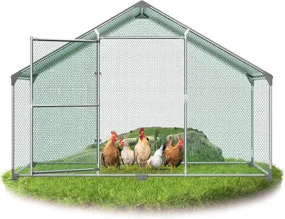 Produktbild von 3x2x2m Hühnerhaus 6? Geflügelstall mit Wasserdichtetem PE Dach & Sicherheitsschloss Hühnerstall Verzinkter Stahl Freilaufgehege Kleintierstall mit Spitzdach Freigehege für Hühner Kleintiere