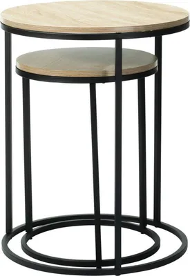 Produktbild von Klapptisch 2er Set schwarz/Holz 40+50 cm