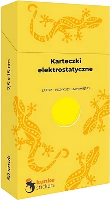Zdjęcie produktu dla Elektrostatyczne karteczki samoprzylepne żółte 75 x 150 mm 50 sztuk