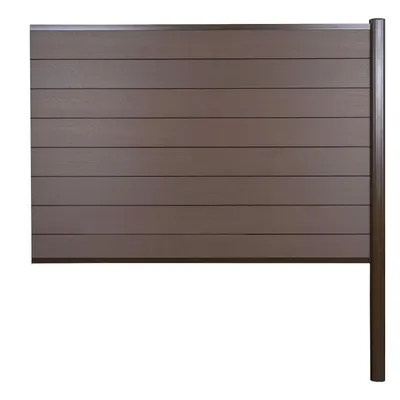 Obrázek produktu pro WPC zástěna Sarthe, větrný plot, hliníkové sloupky pro zabudování do betonu Prodlužovací prvek, 185 cm hnědý