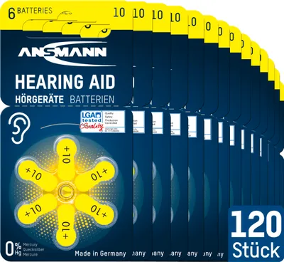 Produktbild von ANSMANN Hörgerätebatterien Typ 10 gelb PR70 P10 ZL4, 120 Stück, German Quality