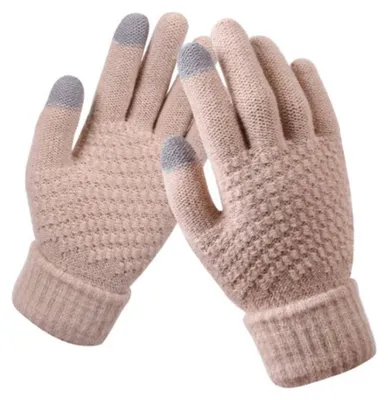 Produktbild von Gestrickte Handschuhe – Touchscreen – Einheitsgröße – warmer Winterfavorit – Beige