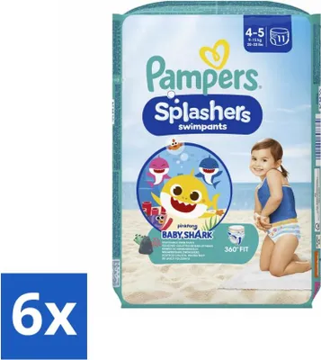 Produktbild von Pampers Splashers Schwimmwindeln Größe 4-5 (9-15 kg) 11 Stück - Vorteilspack - 6 Stücke