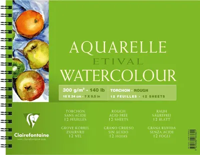 Produktbild von Clairefontaine 5x Aquarellpapier Block mit Doppelspirale 12 Blatt 18x24cm 96360C