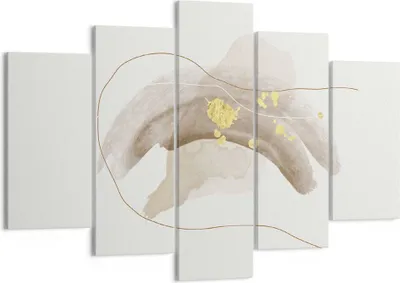Produktbild von Bild auf Leinwand - Leinwandbild - 5 Teile - Braun Abstraktion Gold - 150x100cm - Wand Bild - Wanddeko - Wandbilder - Leinwanddruck - Bilder - Wanddekoration - Leinwand bilder - EA150x100-4910