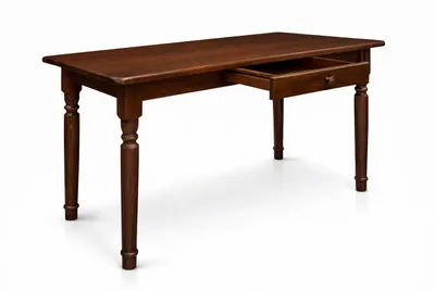 Produktbild von Esstisch mit Schublade Küchentisch Tisch Kiefer massiv Restaurant (70x70, Nussbaum)