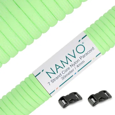 Produktbild von Namvo Fluoreszierendes Fallschirmschnur Paracord, 550 Paracord Mil Spec Typ III 7 Strang Fallschirm Schnur Gesamtlänge 100ft / 30 Meter - grün – Leuchtgrün