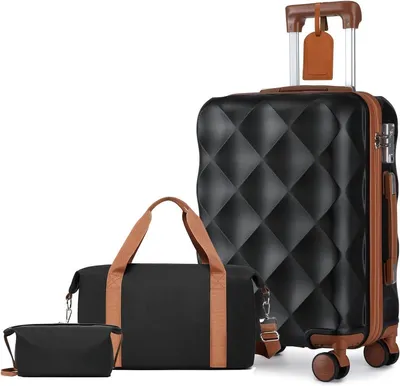 Produktbild von PromoHome® Hartschalen-Trolley-Kofferset, 3-teilig, Reisekoffer mit Doppelrollen, inkl. 1 Reisetasche und 1 Kulturbeutel, Gepäck mit