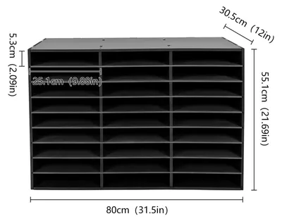 Obrázek produktu pro Třídič pošty a dokumentů – stolní regál – 27 přihrádek – PVC – 80 x 30,5 x 55,1 cm – kancelář