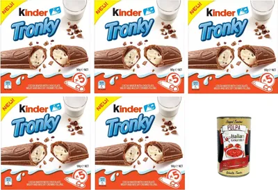 Produktbild von Ferrero Kinder Tronky Kakaowaffel, cremige Milchfüllung mit Keksstücken, 5x 90 g+Italian Gourmet polpa 400g