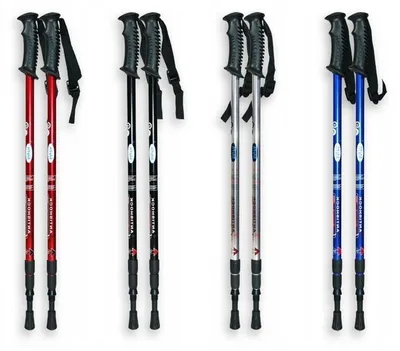 Produktbild von Set Nordic Walking Stöcke 2 Stück, Aluminium, 65-135 cm, Antischock, Kompass