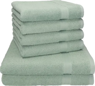 Produktbild von Betz 6-tlg. Handtuch-Set PREMIUM - 2 Liegetücher 4 Handtücher 100% Baumwolle Farbe: heugrün