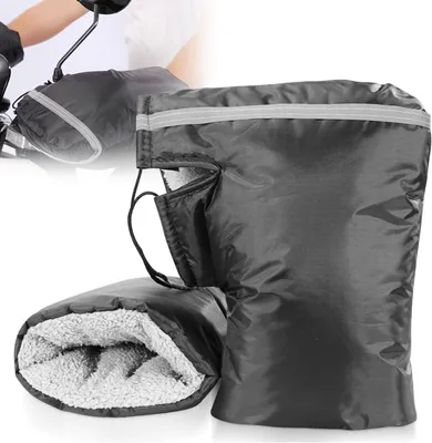Produktbild von Lenkerhandschuhe Fahrrad - 1 Paar - Winter Handwärmer - Wasserdicht und winddicht - Reflektierend - Für Fahrrad, E-Bike, MTB, Roller und Motorrad - 40 x 31 cm - Schwarz