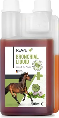 Produktbild von REAVET Bronchial Liquid 500ml für Pferde I Wohltuend bei trockener & kalter Luft, Sekundierend nach Atemwegsreizungen - Naturprodukt Ohne Zusätze