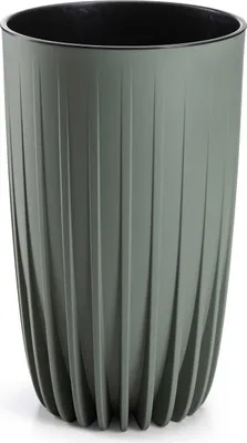 Image de HowHomely | Jardinière - Stripped - 25,3x42 cm - Gris - Vert - Design moderne - Résistant aux UV et léger