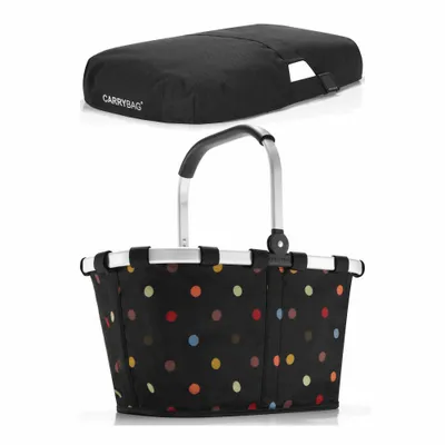 Immagine prodotto di reisenthel carrybag mit cover, 2-tlg., Einkaufskorb, Deckel, Abdeckung, Korb, Polyestergewebe, dots / black, 22 L
