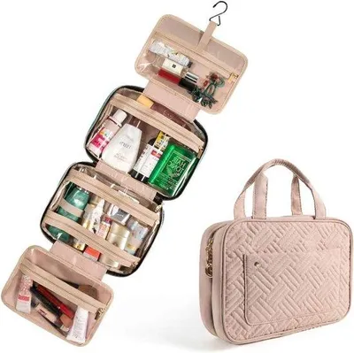 Produktbild von Famanu Kosmetischer Organizer Tasche - Hängende Reisetoilettasche mit 4 Fächern und Haken