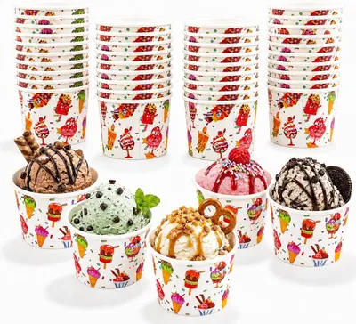Imagen del producto de Vasos de papel monocolor, 50 unidades, para postres