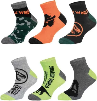 Produktbild von Jurassic World Dinos 6-er Pack Kinder Jungen Socken Sneaker – 23/26