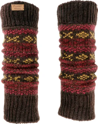 Produktbild von Wollstulpen aus Nepal, Beinstulpen mit Muster - Braun/rot, Uni, Mehrfarbig, Wolle, Socken & Beinstulpen