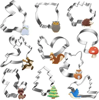 Immagine prodotto di Set di formine per animali, 10 pezzi, animali del bosco, per decorazioni in pasta di zucchero