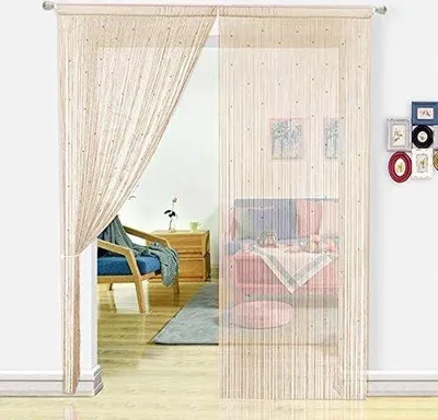 Obrázek produktu pro Korálkový závěs na dveře, do obývacího pokoje, jako rozdělovač místností nebo dekorace, textil, barva šampaňského, 244 x 229 cm