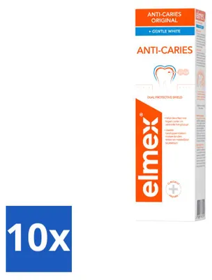 Productafbeelding van 10 x Elmex tandpasta tegen tandbederf en voor wittere tanden - 75 ml - Voordeelverpakking - 10 stuks