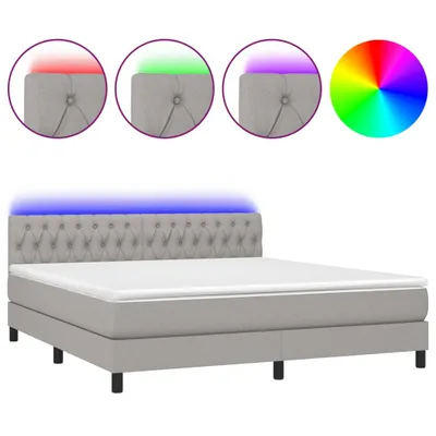 Produktbild von vidaXL Boxspringbett mit Matratze & LED Hellgrau 180x200 cm Stoff