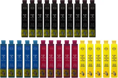 Produktbild von 25 Druckerpatronen kompatibel mit Epson 502 XL - 10 x Black, 5 x Cyan, 5 x Magenta, 5 x Yellow für Expression Home XP-5100, XP-5105, XP-5115, XP-5150, XP-5155, WorkForce WF-2800, WF-2860DWF, WF-2865DWF, WF-2880DWF