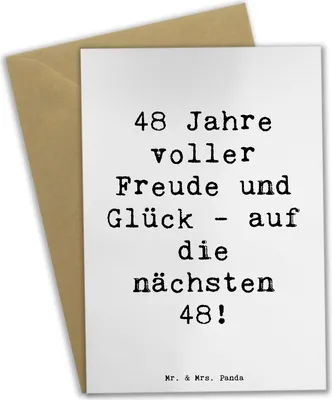 Produktbild von Mr. & Mrs. Panda neujahrskarte Spruch 48. Geburtstag Freude - Weiß - Geschenk, Grußkarten, glückwunschkarten, Geburtstagsgeschenk, liebevoll handgefertigt, für 48-Jährige