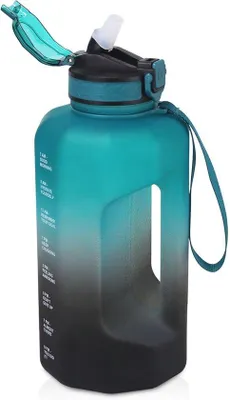 Produktbild von Famanu Sportwasserflasche 2,2 Liter mit Zeitmarkierungen - BPA-frei und langlebig