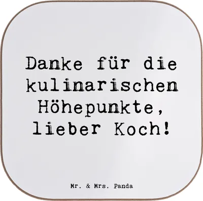 Produktbild von Mr. & Mrs. Panda Untersetzer Glas Spruch Koch Dankeschön - Weiß - Geschenk, Gläser, gläseruntersetzer, Geschenkidee, Getränkeuntersetzer, Tassenuntersetzer, Wertschätzung