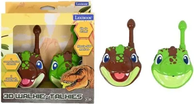 Obrázek produktu pro Walkie-talkie s motivem dinosaurů 3D, dosah 500 m, ergonomický design, 2 kanály, děti od 3 let, venkovní použití