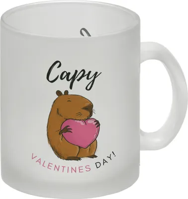 Produktbild von Capy Valentines Day Glas Tasse mit niedlichem Capybara Motiv