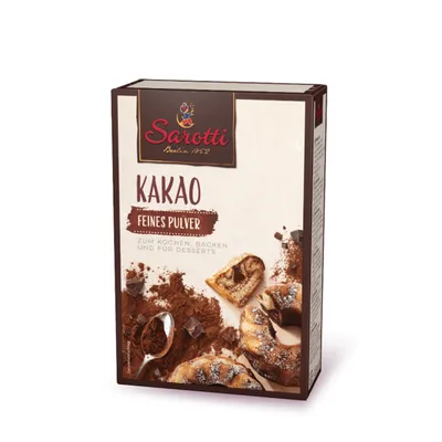 A box of Sarotti Kakao feines Kakaopulver.