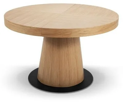Produktbild von Masseno Ausziehbar Esstisch METALO 120 - 220 cm x 120 cm Rund Tisch für Wohnzimmer, Küche, Eichefarben