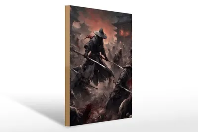 Produktbild von Holzschild 20x30cm Zombie Horden Samurai
