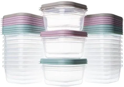 Obrázek produktu pro Sada 24 kusů nádob na dětskou výživu, 300 ml, nádoby bez BPA, vhodné do mikrovlnné trouby, myčky a lednice, s víčky, opakovaně použitelné