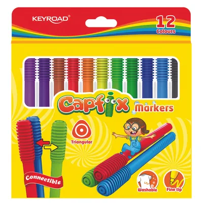 Produktbild von Abwaschbare Filzstifte Keyroad Capfix Markers 12 Farben