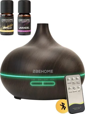 Produktbild von 2BEHOME Aromadiffusor mit 2 ätherischen Ölen und Fernbedienung – 550 ml – Aromadiffusor und Luftbefeuchter