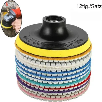 Image de ["12x Disques de polissage diamantés Pad de polissage à sec Ponceuse à pierre Pour granit Marbre Set 200-6000 4 pouces Set de ponceuse à pierre, "],