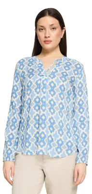 Produktbild von Cartoon Damen Blusenshirt mit Muster 38, Weiß/Blau