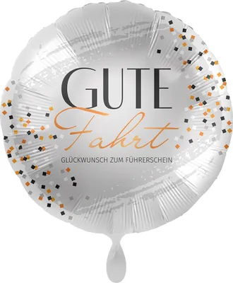 Produktbild von 1 Folienballon Führerschein Gute Fahrt Glückwunsch zum Führerschein rund Satin bunt 43 cm ungefüllt Ballongas geeignet