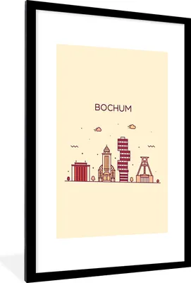 Produktbild von MuchoWow® MuchoWow® Gerahmtes Poster Bochum - Deutschland - Skyline 60x90 cm - Poster mit zchwarzem Bilderrahmen - Dekoration - Wandposter Wohnzimmer - Hochwertig