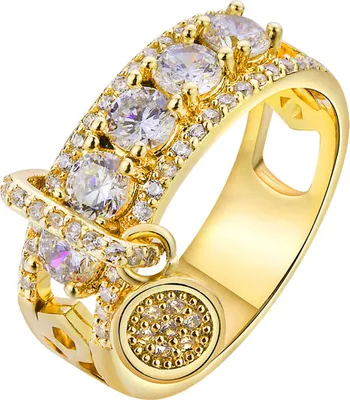 Produktbild von r Damen-Ring mit eingelegtem, rundem Zirkonia, für Hochzeit, Party, Schmuck, Geschenk-Golden,US 11