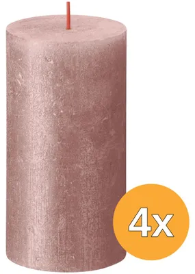 Productafbeelding van 4x Bolsius Metallic Rustiekkaars 130/68 Roze (1 stuk)